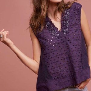 Anthropologie Akemi + Kim  Cadiz Eyelet Embroidered Blouse
